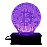 Bitcoin, Luminária Led, 16 Cores+controle, Moeda