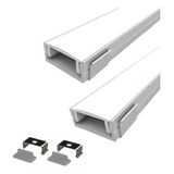 Kit 2 Metros Perfil De Aluminio Sobrepor Slim P/ Fita De Led