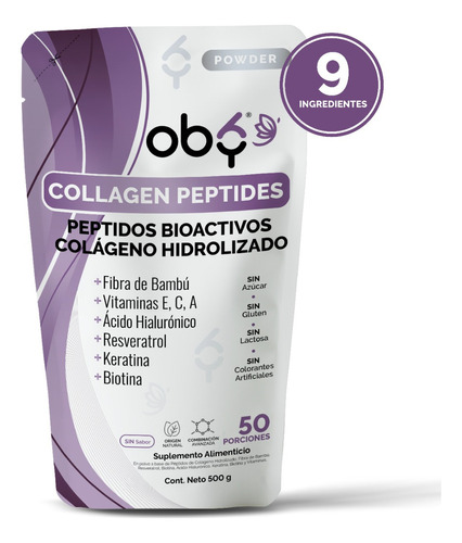 Peptidos Bioactivos Oby Colageno Hidrolizado Polvo Biotina Vitaminas Sin Sabor