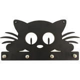 Porta Chaves Decorativo Preto Modelo Rosto De Gatinho  Mdf