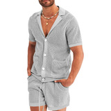 Conjunto De Playa Casual De Playera Corta Y Shorts P/hombre