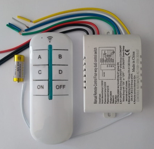 Controle Remoto Sem Fio 4 Vias A/b/c/d Iluminação Bivolt