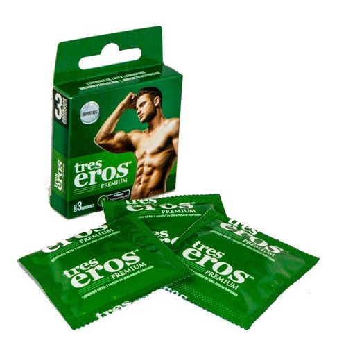 Condones De Látex Lubricados Caja De 3 Condones Tres Eros