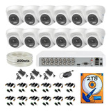 Kit 12 Camaras 1080p Hilook Colorvu Domo 200mts Utp 2tb