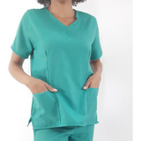 Camisa Scrub Basic -  Verde Jade Em Gabardine Feminino