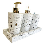 Kit Lavabo Banheiro Luxo Granilite Decoração - 4 Peças