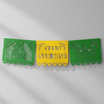 Decoración Tiras Plástico San José- Artevic 10 Tiras De 5m Amarillo Y Verde Bandera Tiras San José