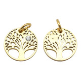 Dije Árbol De La Vida Acero Q. Goldfilled Laminado Oro 18k