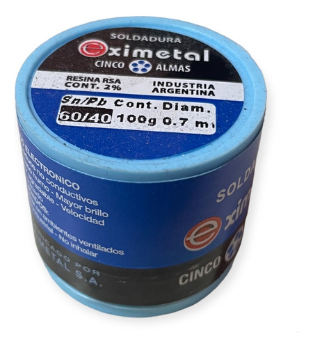 Estaño Eximetal 1mm 60/40 Soldadura Electronica Rollo 100gr