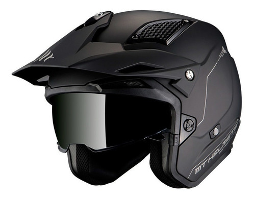 Casco Moto Abierto Mt District Solid A1 Negro Mate - Fas