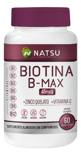 Biotina B7 Max Full 45mcg Nutri Unhas E Cabelos 60 Capsulas