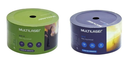 50 Dvd-r + 50 Cd-r Midia Virgem Multilaser C/logo Lacrado