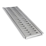 Ralo Linear Inox Polido Grelha 15x50 Com Aro E Tela Insetos.