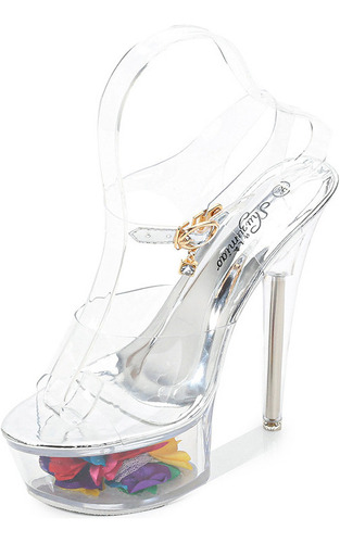 Tacones Altos Transparentes Sexy De Charol De 15 Cm