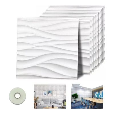 Panel 3d Decorativo 50pzs 4.5mcon Cinta Adhesivo Para Pared
