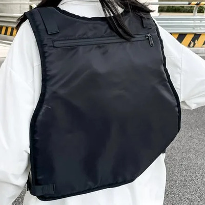 Mochila Chaleco De Pecho Con Bolsas Con Cierre Para Deporte Outdoor Unisex Negro Liso Multicolor