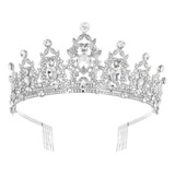 Corona: Tiara De Cristal Con Diamantes De Imitación, Lujosa