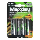 Batería Pila Recargable Aa X4 Unds Cilindrica 4800 Mah 1,2v