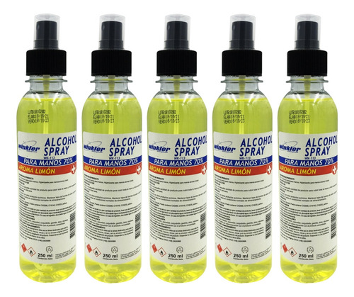 Alcohol Spray Para Manos 70% 250ml -  Pack 5 Unid