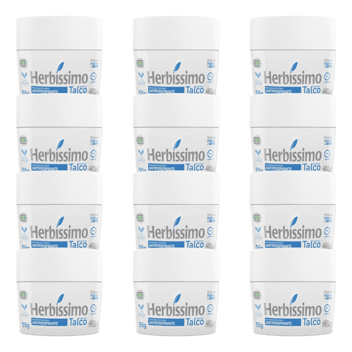 Kit 12 Desodorantes Herbíssimo Talco Sem Álcool 55g