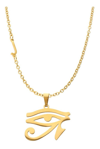 Collar Ojo Horus Egipcio Amuleto Dije Letras Inicial Acero