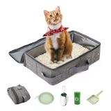 Caja De Arena Portátil Para Gatos Compatible Con Viajes.