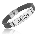 Pulseira Bracelete Masculina De Metal Nome Jesus Cristo