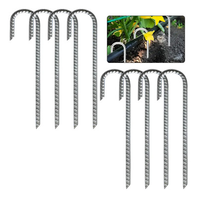 8 Pcs Forma De J Estacas De Tierra, Anclajes De Tierra 30cm Plata