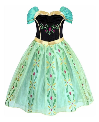 Vestido Fantasia Anna Princesa Frozen Luxo Festa Infantil