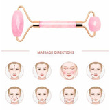 Rolo P/ Pele Massageador Facial Roller Quartzo Rosa Pro