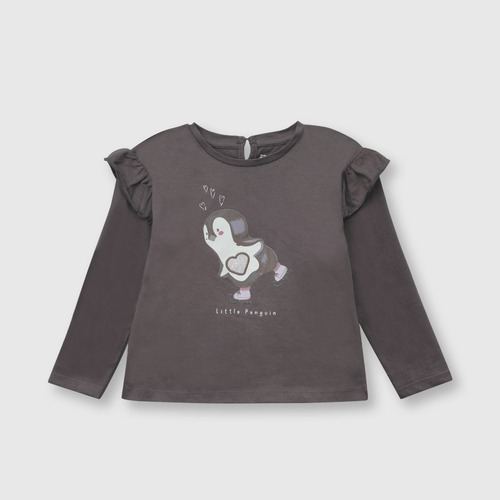 Polera De Bebé Niña Pingüino Grafito (3 A 36 Meses)