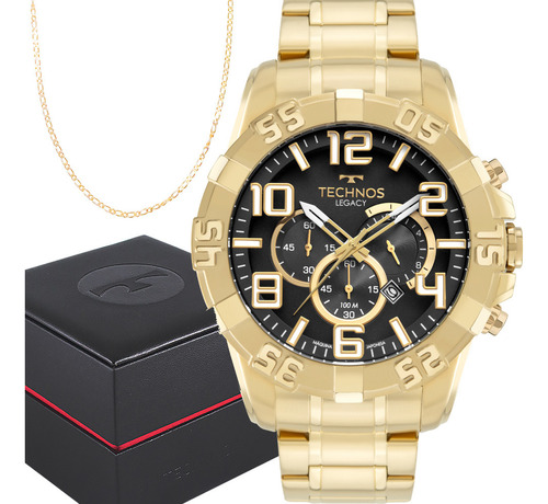 Relógio Masculino Technos Luxo Dourado 1 Ano De Garantia Top