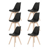 Kit 6 Cadeiras Saarinen Wood Com Estofamento Cores Variadas Cor Da Estrutura Da Cadeira Madeira Cor Do Assento Preto