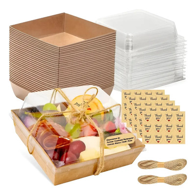 Banna Cajas De Charcutería Con Tapas Transparentes, 50 Unidades (10.8x10.8x6.5 Cm). Ideales Para Panadería, Galletas, Pasteles Pequeños, Sándwiches, Cupcakes, Fresas Y Postres (marrón)