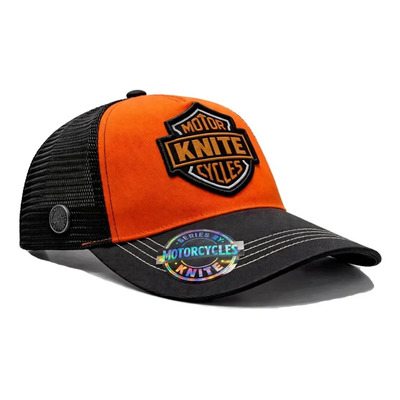 Gorra Knite Moto Hombre Trucker Milwaukee Black Motociclista Naranja Un Lisa