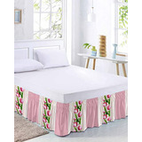 Faldón De Cama Ajustable, 16  Rosa.