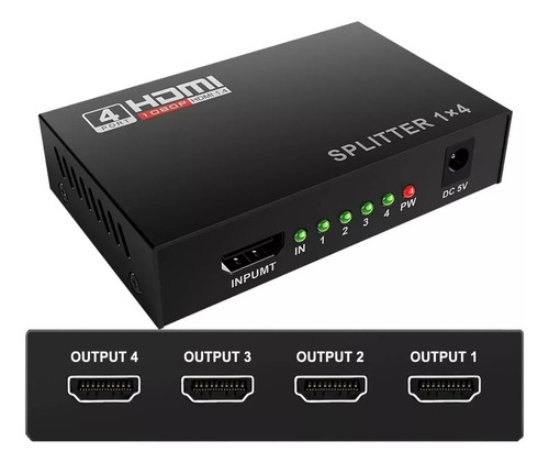 Switch Splitter 1x4 Hdmi Full Hd 3d 4k Hdtv 1080p