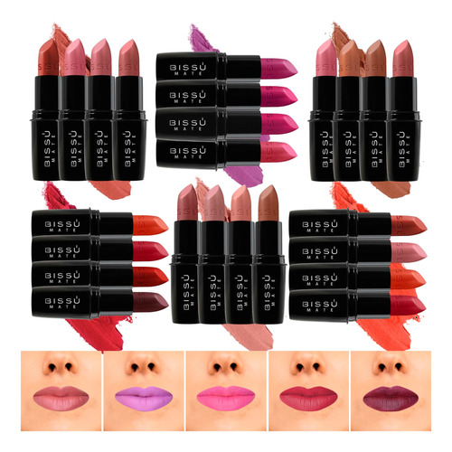 Kit Set 4 Labiales Acabado Mate Bissu Varios Kit