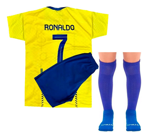 Kit Conjunto Futebol Infantil Real Vini Jr + Com Meião Preto