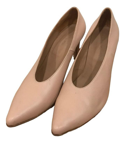 Zapatos Stilletos Taco Bajo Color Nude Vitamina Talle 40 