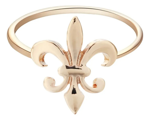 Anillo Flor De Lis Minimalista Laminado En Oro