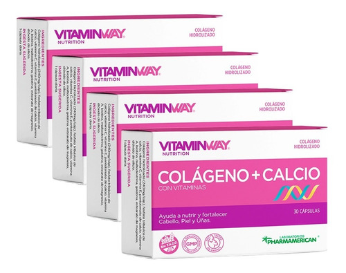 Colageno Hidrolizado + Calcio Vitamin Way - 30 Capsulas 4x3