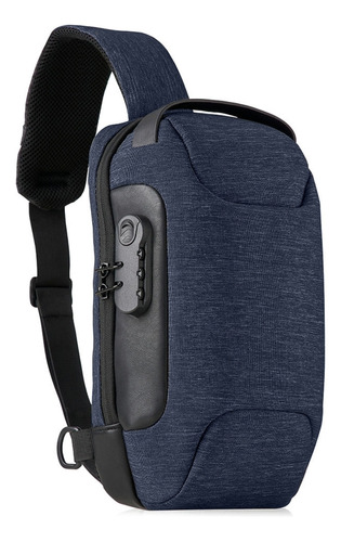 Mochila Ombro Reforçada Unissex Antifurto C/ Segredo E Usb Cor Azul-escuro Desenho Do Tecido Liso