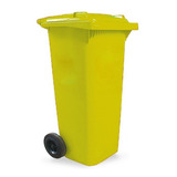 Bote Basura Plástico Grande Amarillo Ruedas Tapa 120 Litros