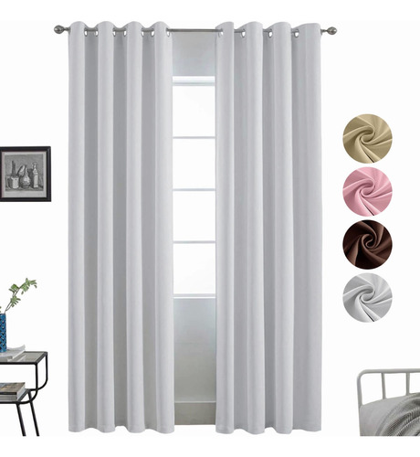 Cortinas Blancas Blackout Largas Para Sala 137x213cm,1pz