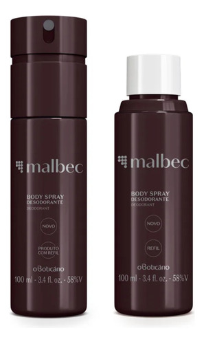 Kit Masculino Malbec: Body Spray + Refil