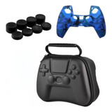 Estuche Protector Mando Ps5 + Funda Silicona Mando Y Grips P