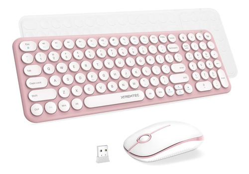 Mouse Xtremtec, Con Teclado/inalambrico/rosa Y Blanco