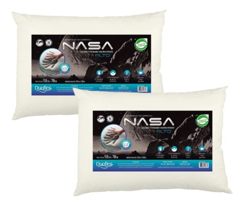 Kit Com 2 Travesseiros Nasa-x Alto Duoflex 50x70cm Branco