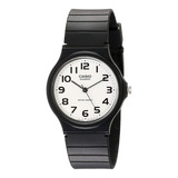 Reloj De Pulsera Casio Collection Mq-24 De Cuerpo Color Negro, Analógico, Fondo Blanco, Con Correa De Resina Color Negro, Agujas Color Negro, Dial Gris Oscuro, Minutero/segundero Gris Oscuro, Bisel Co